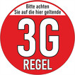 Aufkleber 3G 2G 2G+ Regel 20cm wetterfest für Tür Scheibe