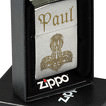 Zippo Benzinfeuerzeug Brush Chrom und schwarz matt mit individueller Gravur