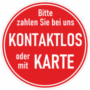 Aufkleber kontaktlos mit Karte zahlen 32 cm für Fenster oder Fußböden