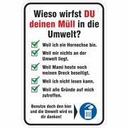 Schild oder Aufkleber Müll abladen verboten Papierkorb benutzen Fun