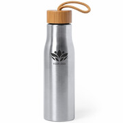Trinkflasche DROPUN Edelstahl Bambus mit Gravur Namen Logo