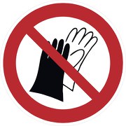 Schild oder Aufkleber Benutzen von Handschuhen verboten P028
