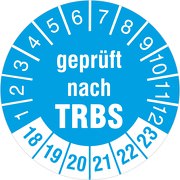 "geprüft nach TRBS" Prüfetiketten / Prüfplaketten 30 mm rund 2018-23