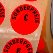 Etiketten Sonderpreis € Haftpapier 30 mm rund leuchtend rot zum beschriften