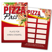 Pizza Pass Bonuskarte Pizza Treuekarte, Gutschein mit Stempelfeld