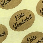 Etiketten Aufkleber Echte Handarbeit gold Sticker 25 x 18 mm Haftpapier auf Rolle