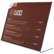 L-Ständer querformatig Acrylaufsteller Werbeaufsteller A9 bis A3