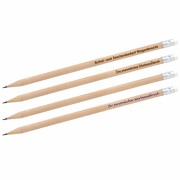 Bleistift mit Radiergummi LUNGO natur mit Druck Werbung 1-farbig