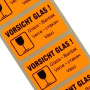 Etiketten Vorsicht Glas zerbrechlich 5-sprachig Haftpapier 38 x 23 mm