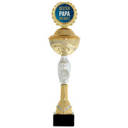 Pokal bester Papa der Welt 31 cm hoch PVC Metall Steinsockel