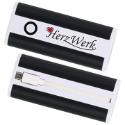 Powerbank Moritz 5200mAh Ökoleder Taschenlampe mit Druck