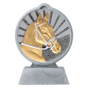 Pokal mit 3D Motiv Reiten Pferde Springreiten Serie Ronny 10,5 cm hoch