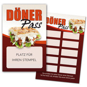 DÖNER Pass / Bonuskarte Döner / Treuekarte, Gutschein mit Firmeneindruck oder Stempelfeld