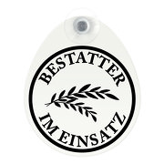 Schild Autoschild Bestatter im Einsatz mit Saugnapf, wetterfest 100 x 120 mm Saugnapfschild GREEN