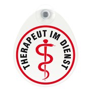 Schild Autoschild Therapeut im Einsatz mit Saugnapf 1,1mm GREEN