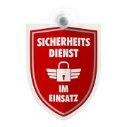 Schild Sicherheitsdienst Security im Einsatz mit Saugnapf 1,1 mm GREEN