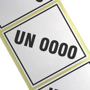UN-Etiketten Sonderanfertigung mit Wunsch Gefahrstoffnummer bedruckt 10 x 10 cm Haftpapier