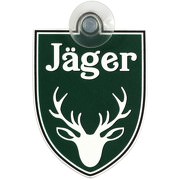 Schild Autoschild Jäger mit Saugnapf 1,1 mm GREEN