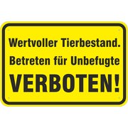 Schild Wertvoller Tierbestand 3mm Aluverbund 3 Größen