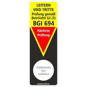Prüfaufkleber Grundplakette Leitern und Tritte BGI 694 40 x 115  mm
