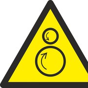 Aufkleber oder Schild Warnung vor gegenläufigen Rollen W025