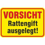 Schild Vorsicht Achtung Rattengift ausgelegt 3mm Aluverbund