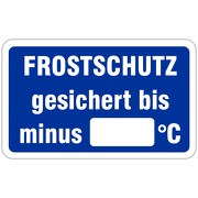 Frostschutz gesichert bis Grad Wartungsaufkleber allgemein 58 x 36 mm