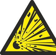 Aufkleber oder Schild Warnung vor explosionsgefährlichen Stoffen W002