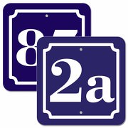Hausnummer Schild Aluverbund blau 10x10 cm für Zaun Gartentor Tür