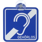 Schild Autoschild Gehörlos Taubstumm mit Saugnapf Saugnapfschild