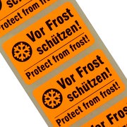 Etiketten Vor Frost Kälte schützen 2-sprachig Haftpapier 38 x 23 mm
