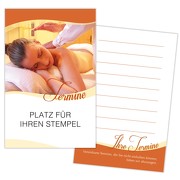 Terminkarte Kundenkarte Massage Physiotherapie Wellness 350g Karton gut beschreibbar mit Stempelfeld