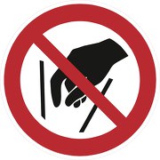 Aufkleber oder Schild Hineinfassen verboten Verbotszeichen P015