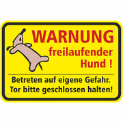 Schild Warnung freilaufender Hund aus Aluverbund 3mm Fun fauler Hund