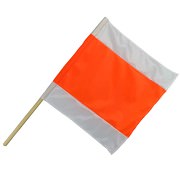 Warnflagge Warnfahne Warnsignal Signalfahne orange weiß Stoff mit Holzstab