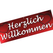 Spannbanner Banner Werbebanner Herzlich Willkommen 2 m lang