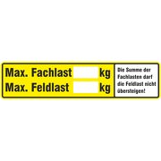 Aufkleber maximale Fachlast und Feldlast Regale Regalbelastungsaufkleber