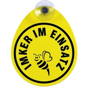Schild Autoschild Imker im Einsatz mit Saugnapf Saugnapfschild GREEN
