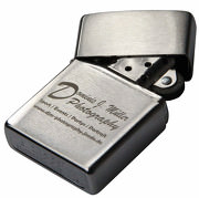Zippo Benzinfeuerzeug Brush Chrom und schwarz matt mit individueller Gravur