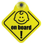 Schild Autoschild Baby on board mit Saugnapf 1,1 mm Saugnapfschild GREEN