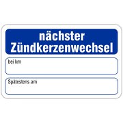 "Nächster Zündkerzenwechsel" Wartungsaufkleber allgemein 58 x 36 mm