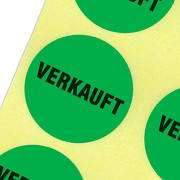 Etiketten VERKAUFT Haftpapier 30 mm rund kräftig grün
