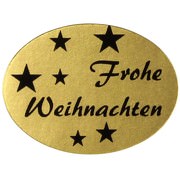 Etiketten / Aufkleber "Frohe Weihnachten" Weihnachtsaufkleber Weihnachtssticker 25 x 18 mm Haftpapier auf Rolle, ab 500 mit Spender
