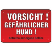 Schild Gefährlicher Hund 3 Größen Warnschild 3mm Aluverbund
