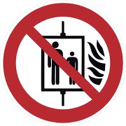 Schild oder Aufkleber Aufzug im Brandfall nicht benutzen P020