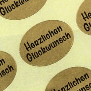 Etiketten Aufkleber Herzlichen Glückwunsch gold 25x18mm Haftpapier