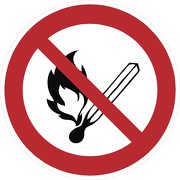 Schild oder Aufkleber keine offene Flamme Feuer und Rauchen verboten