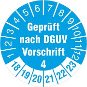 Geprüft nach DGUV Vorschrift 4 Prüfetiketten / Prüfplaketten 30 mm rund 2018-23