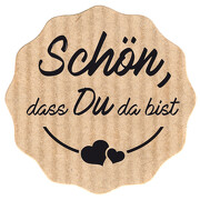 Etiketten Aufkleber Schön dass du da bist braun Natural Bois 35 mm