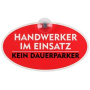 Schild Autoschild Handwerker im Einsatz mit Saugnapf GREEN 184x104 mm